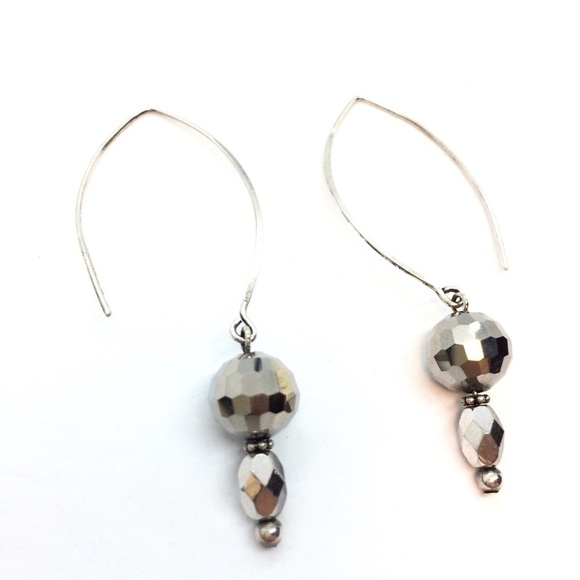 3/$30 DONNA DRESSLER STERLING SILVER EARRINGS EAR WIRE DISCO BALL - Picture 6 of 10
